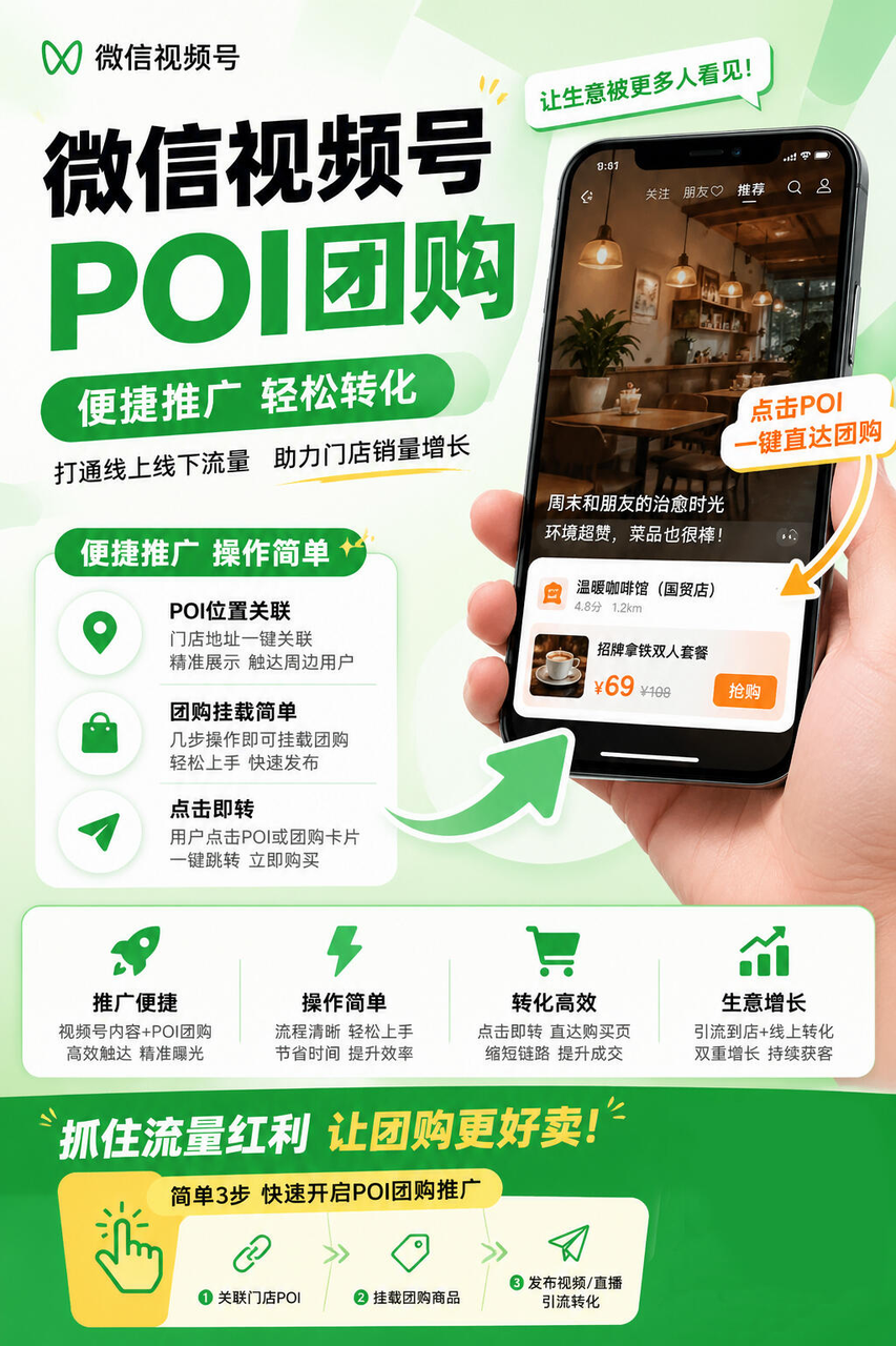 微信视频号 POI 团购推广海报缩略图